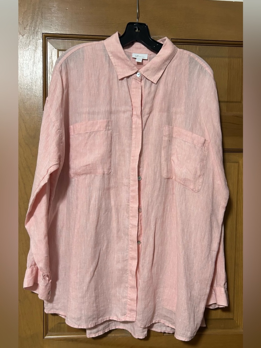 J. Jill Light Pink Linen Button-Up Shirt